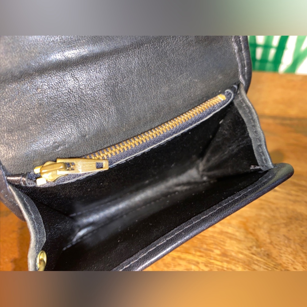 Vintage Coach Black Leather Clutch Key Ring Wallet - Picture 10 of 11